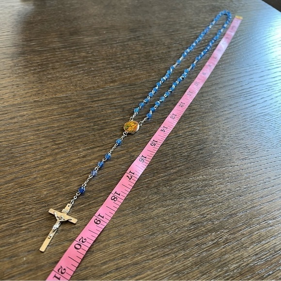 Religious Rosary, blue acrylic beads - Picture 5 of 8